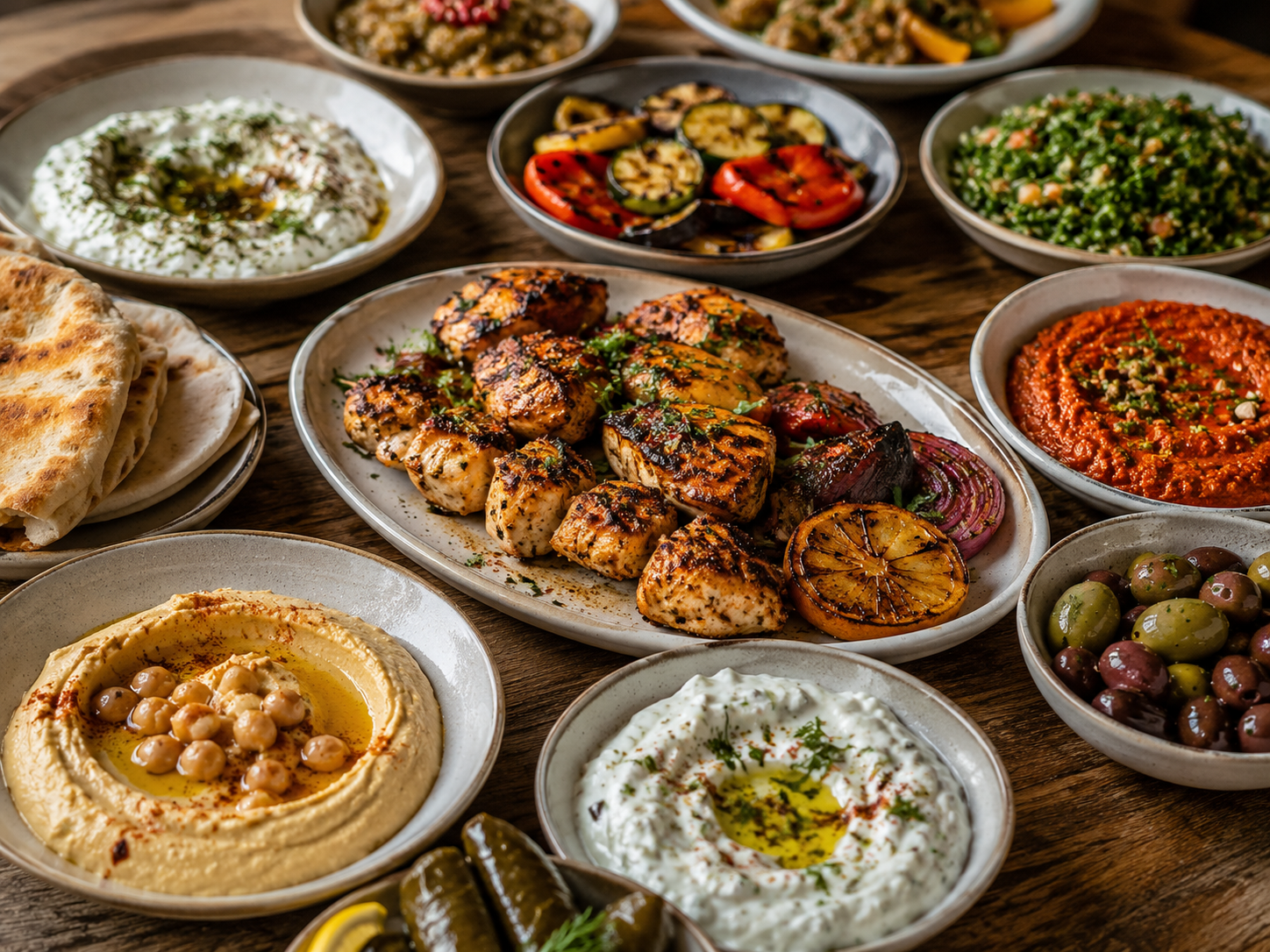 Meze-retter servert på bordet